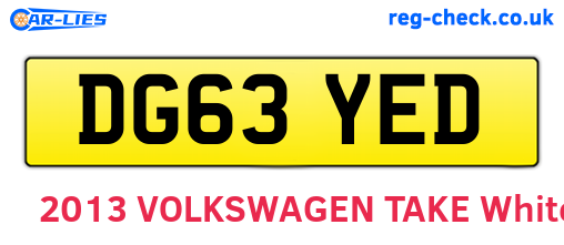 DG63YED are the vehicle registration plates.