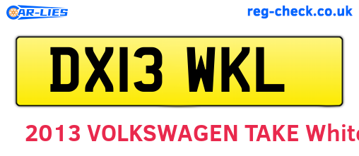 DX13WKL are the vehicle registration plates.