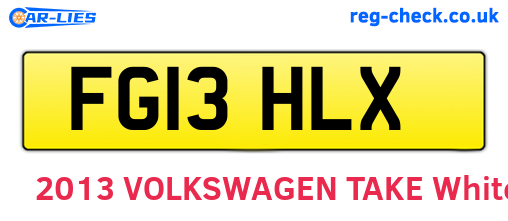 FG13HLX are the vehicle registration plates.