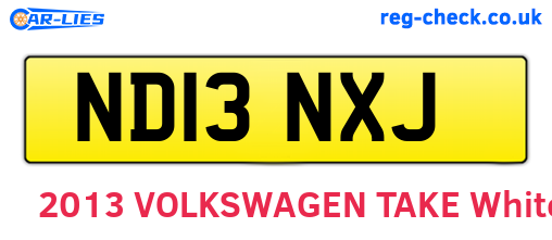 ND13NXJ are the vehicle registration plates.