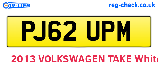 PJ62UPM are the vehicle registration plates.