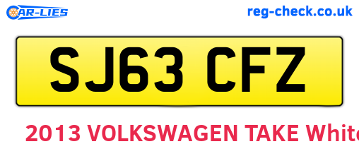 SJ63CFZ are the vehicle registration plates.