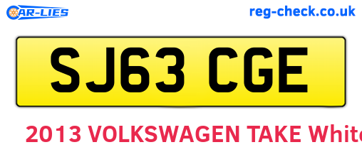SJ63CGE are the vehicle registration plates.