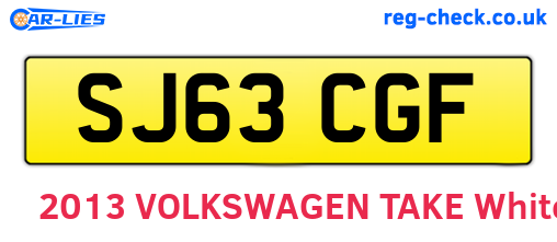 SJ63CGF are the vehicle registration plates.