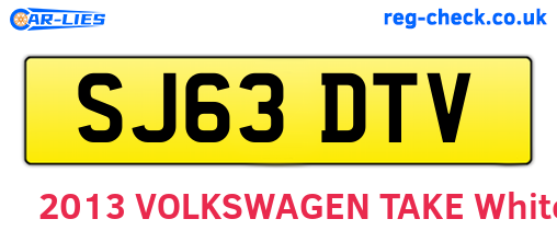 SJ63DTV are the vehicle registration plates.