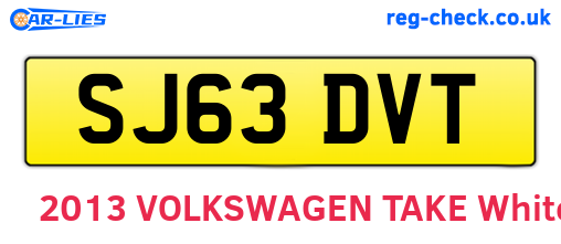 SJ63DVT are the vehicle registration plates.