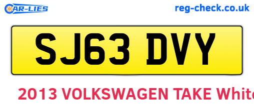 SJ63DVY are the vehicle registration plates.
