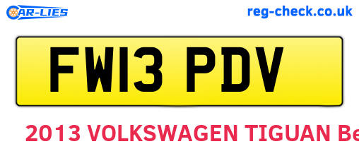 FW13PDV are the vehicle registration plates.