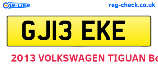 GJ13EKE are the vehicle registration plates.