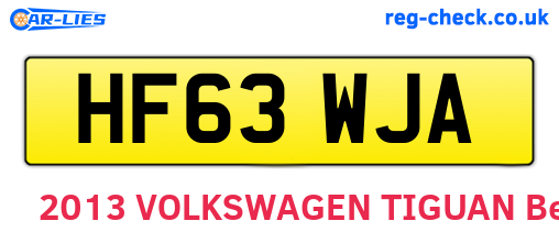 HF63WJA are the vehicle registration plates.