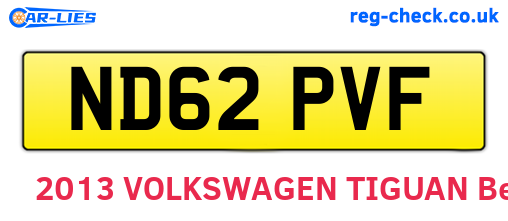 ND62PVF are the vehicle registration plates.