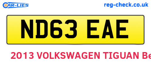 ND63EAE are the vehicle registration plates.