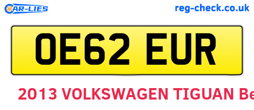 OE62EUR are the vehicle registration plates.