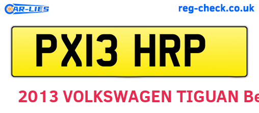 PX13HRP are the vehicle registration plates.