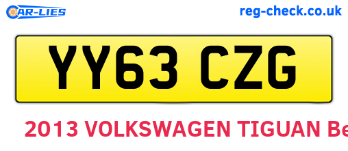 YY63CZG are the vehicle registration plates.