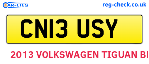 CN13USY are the vehicle registration plates.