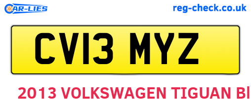 CV13MYZ are the vehicle registration plates.