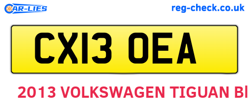CX13OEA are the vehicle registration plates.