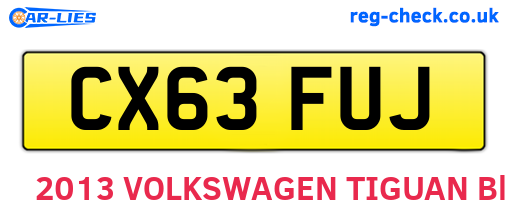 CX63FUJ are the vehicle registration plates.