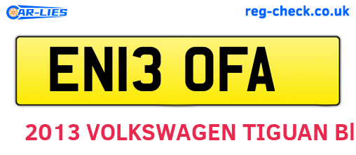EN13OFA are the vehicle registration plates.