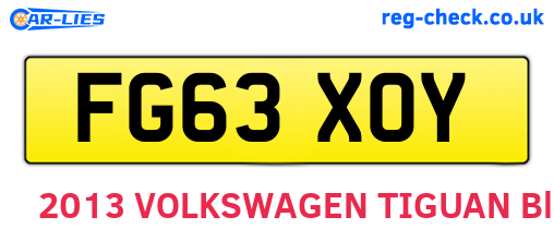 FG63XOY are the vehicle registration plates.