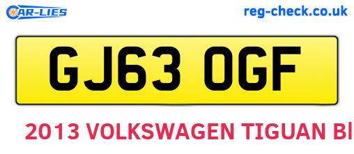 GJ63OGF are the vehicle registration plates.