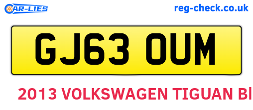 GJ63OUM are the vehicle registration plates.