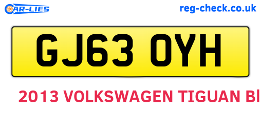 GJ63OYH are the vehicle registration plates.