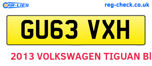 GU63VXH are the vehicle registration plates.