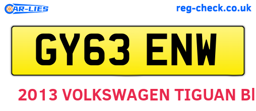 GY63ENW are the vehicle registration plates.