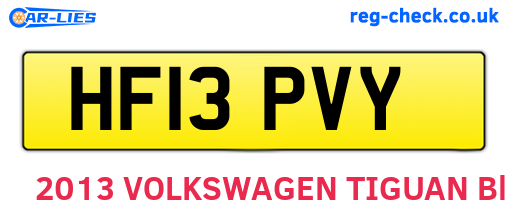 HF13PVY are the vehicle registration plates.