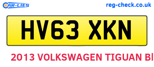 HV63XKN are the vehicle registration plates.