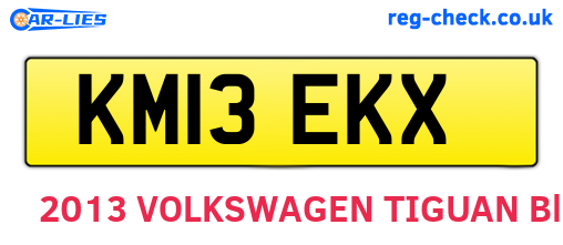 KM13EKX are the vehicle registration plates.