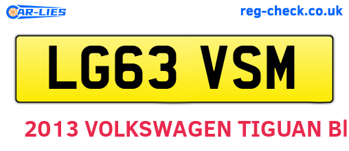 LG63VSM are the vehicle registration plates.