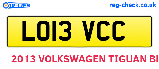 LO13VCC are the vehicle registration plates.