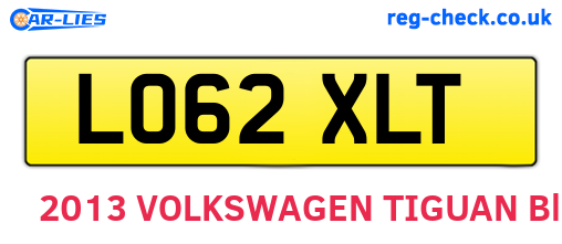 LO62XLT are the vehicle registration plates.
