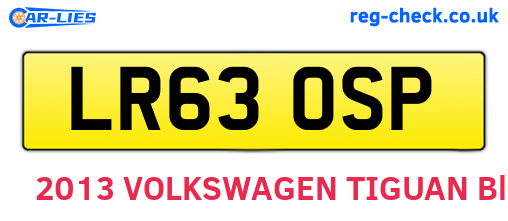 LR63OSP are the vehicle registration plates.