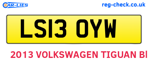 LS13OYW are the vehicle registration plates.
