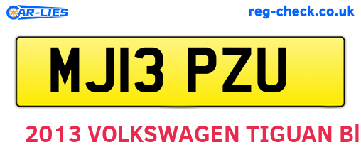 MJ13PZU are the vehicle registration plates.