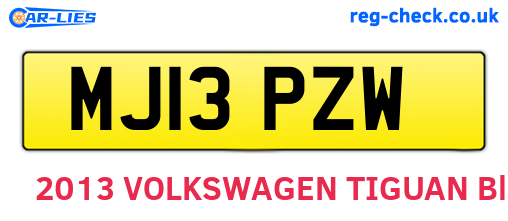 MJ13PZW are the vehicle registration plates.