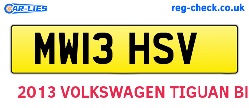 MW13HSV are the vehicle registration plates.