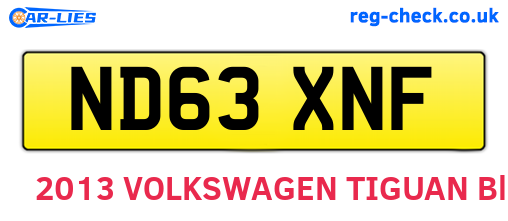 ND63XNF are the vehicle registration plates.