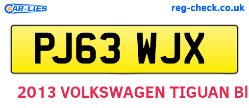 PJ63WJX are the vehicle registration plates.