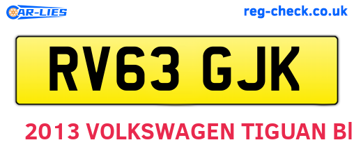 RV63GJK are the vehicle registration plates.