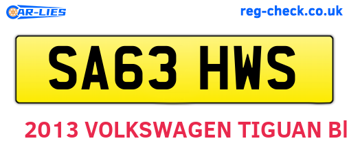 SA63HWS are the vehicle registration plates.