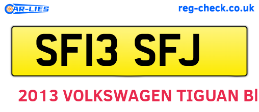 SF13SFJ are the vehicle registration plates.