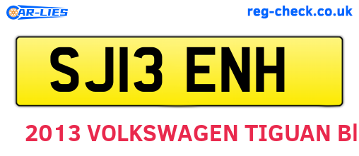 SJ13ENH are the vehicle registration plates.