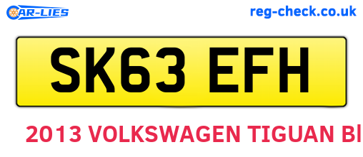 SK63EFH are the vehicle registration plates.