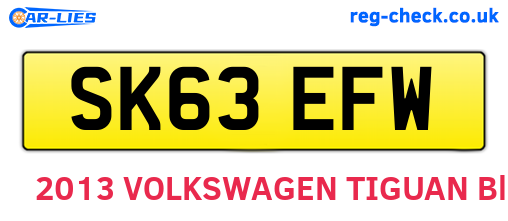 SK63EFW are the vehicle registration plates.