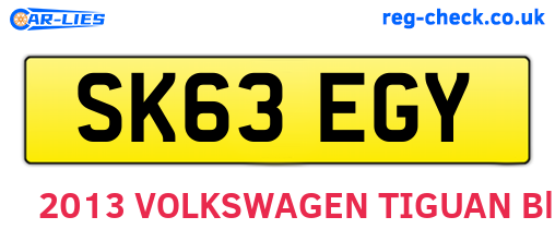SK63EGY are the vehicle registration plates.